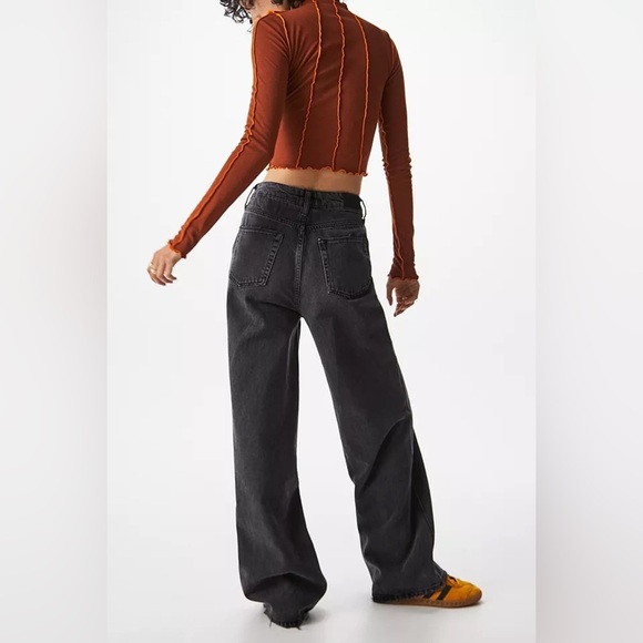 BDG Urban Outfitters Washed Black A-WIDE LEG  high Rise grunge baggy Jeans SZ 28 - Picture 4 of 7